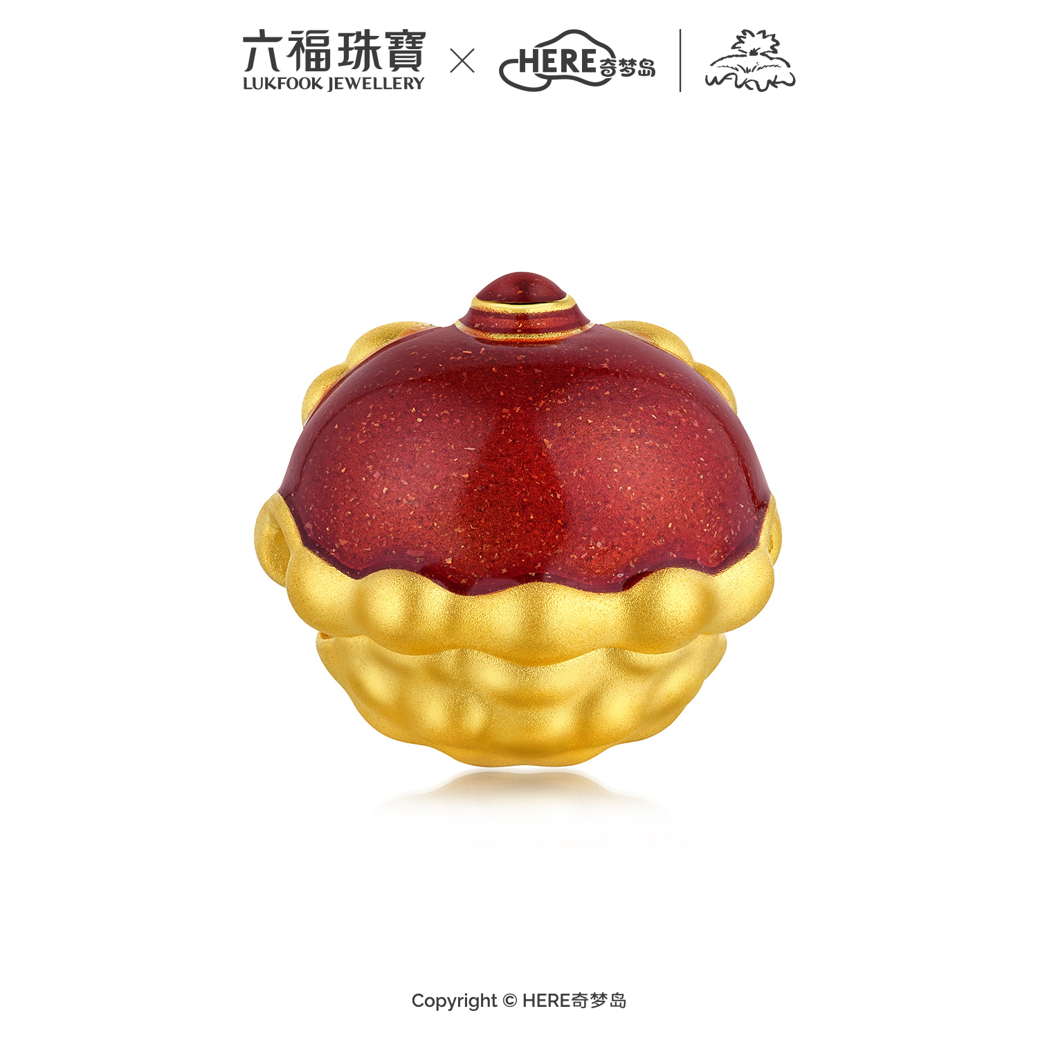 六福珠宝WAKUKU联名黄金转运珠女鎏彩5D硬金配件手绳礼物037056PA