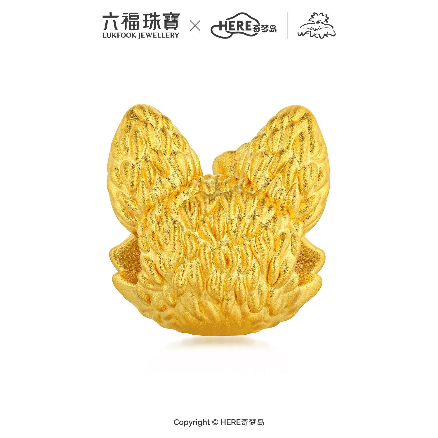 六福珠宝WAKUKU联名黄金转运珠女鎏彩5D硬金配件手绳礼物037056PA