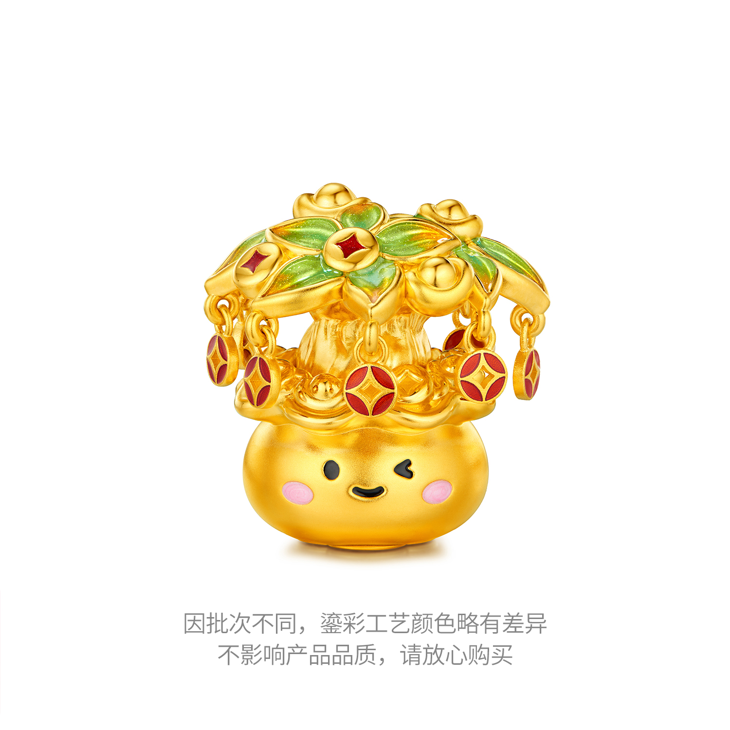 六福珠宝富贵树黄金摆件鎏彩5D硬金工艺品金饰礼物计价G46G0003DS【视频看货】