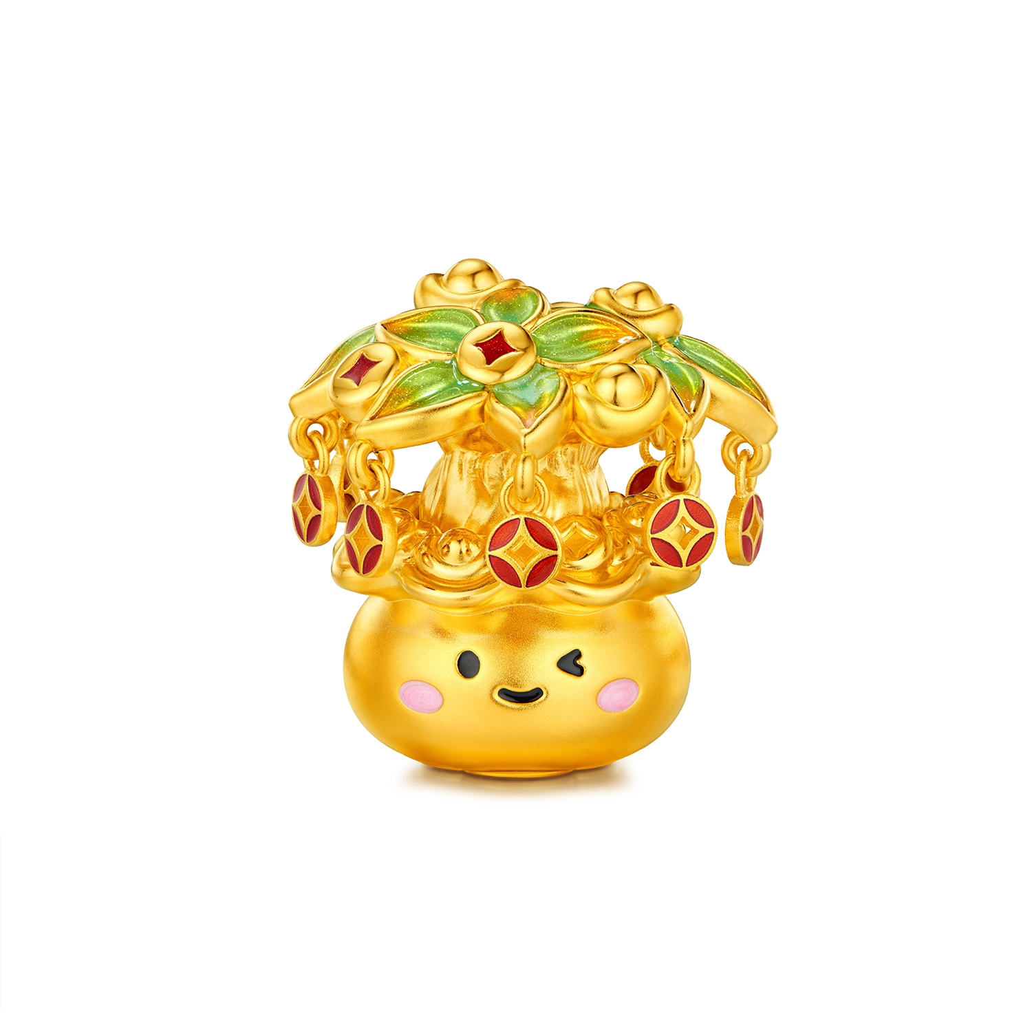 六福珠宝富贵树黄金摆件鎏彩5D硬金工艺品金饰礼物计价G46G0003DS【视频看货】