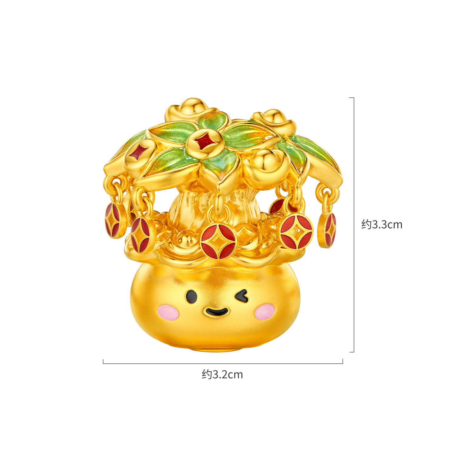 六福珠宝富贵树黄金摆件鎏彩5D硬金工艺品金饰礼物计价G46G0003DS【视频看货】