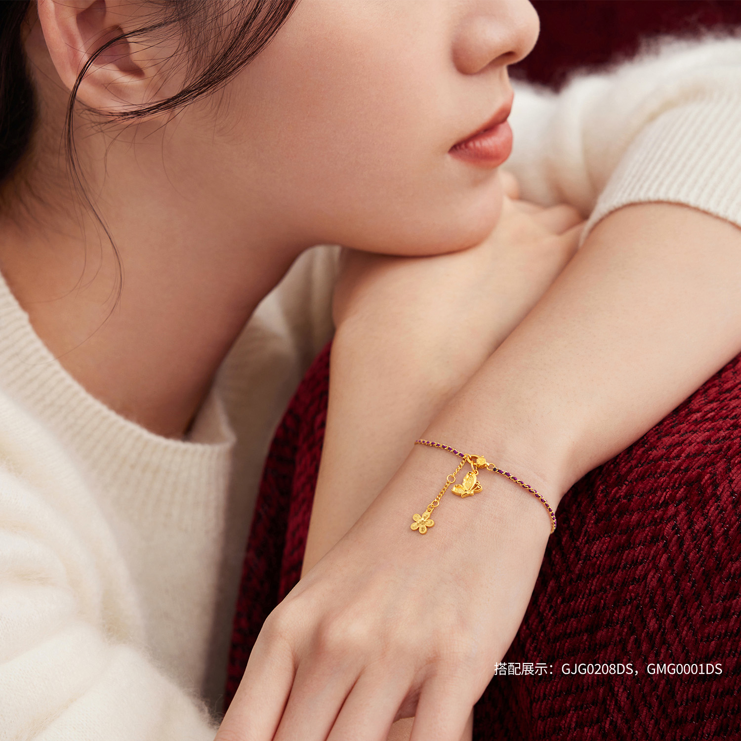 六福珠宝光影金熠光黄金吊坠女款足金蝴蝶计价GMG0003DS热销新品惊喜2女神节互动