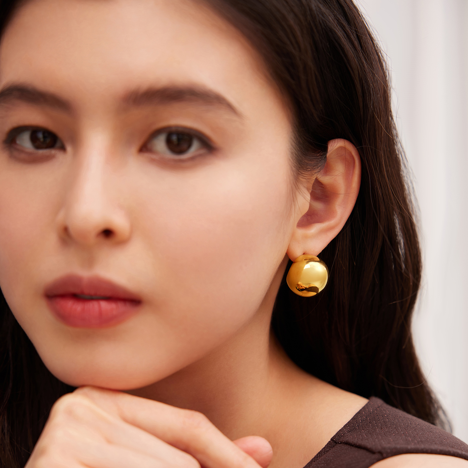 六福珠宝金豆豆黄金耳钉耳环女款时尚5D硬金耳饰计价A01TBGE0009【1V1直播看货】