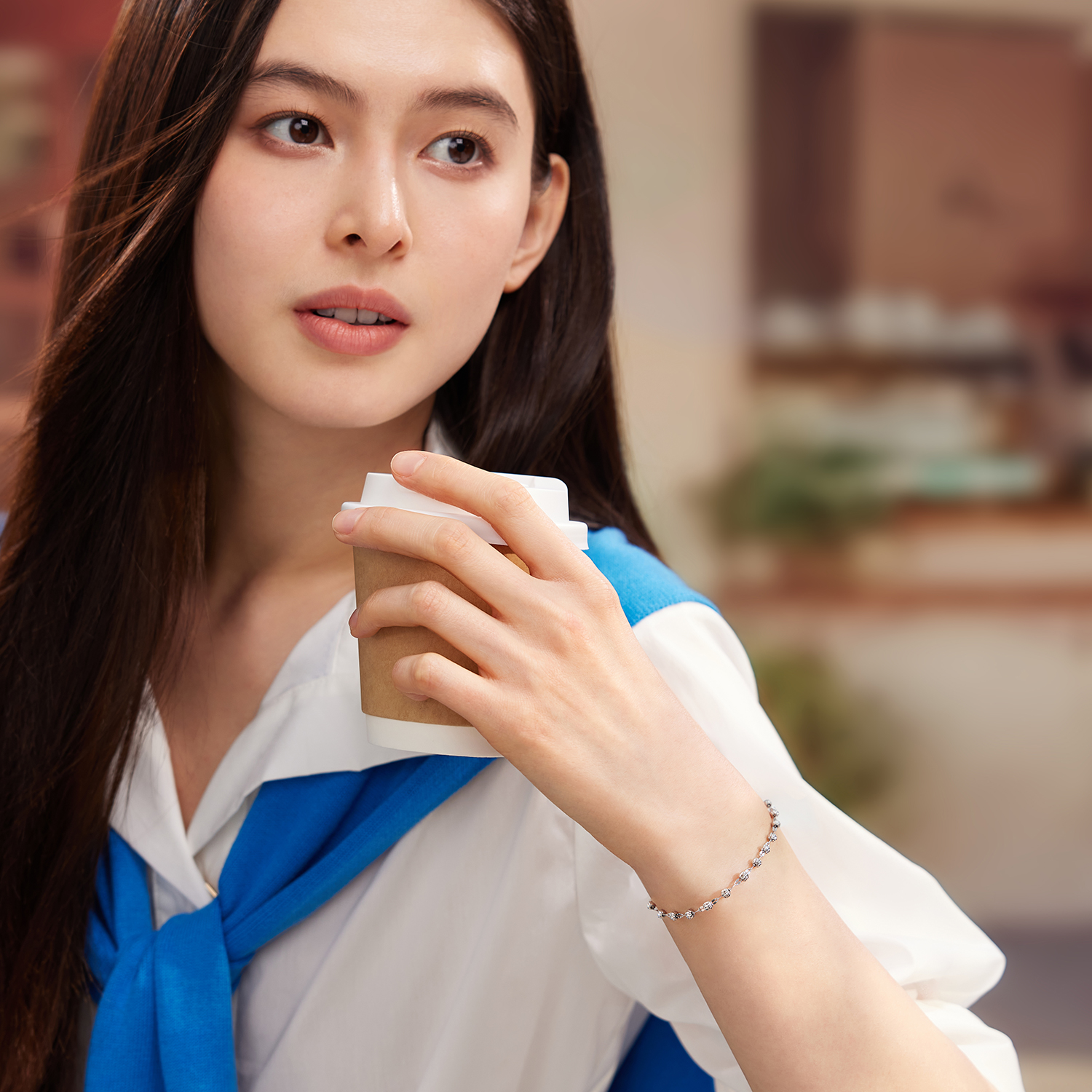 六福珠宝西瓜珠铂金手链铂950女款时尚闪耀白金首饰计价HEP0002DS