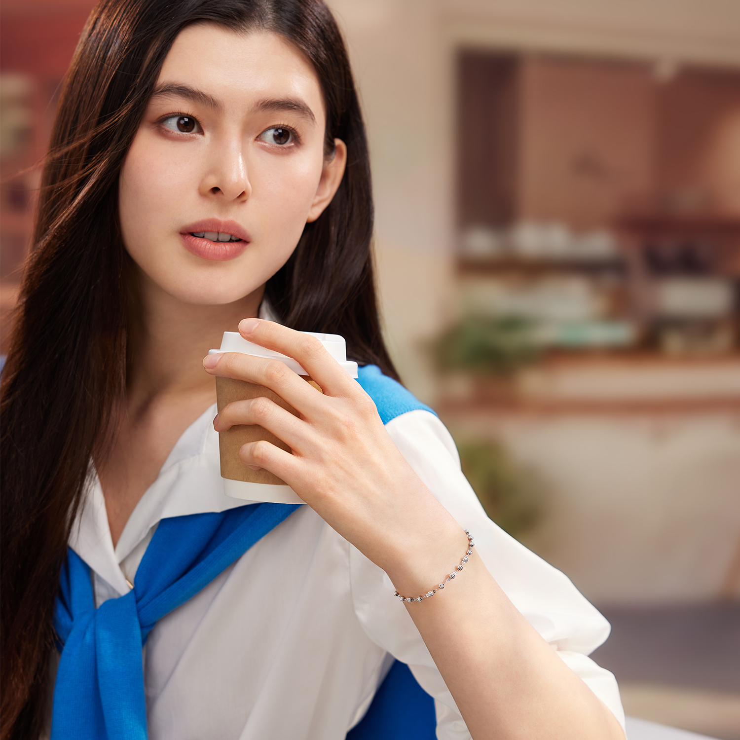 六福珠宝西瓜珠铂金手链铂950女款时尚闪耀白金首饰计价HEP0002DS