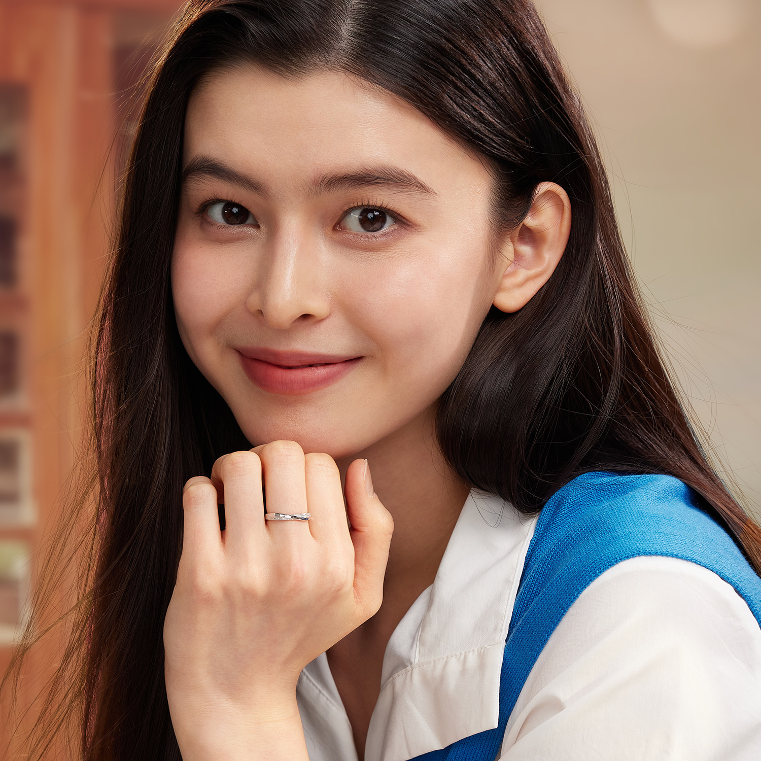 六福珠宝足铂金对戒纯洁系列婚嫁白金戒指计价HEP40008情人节