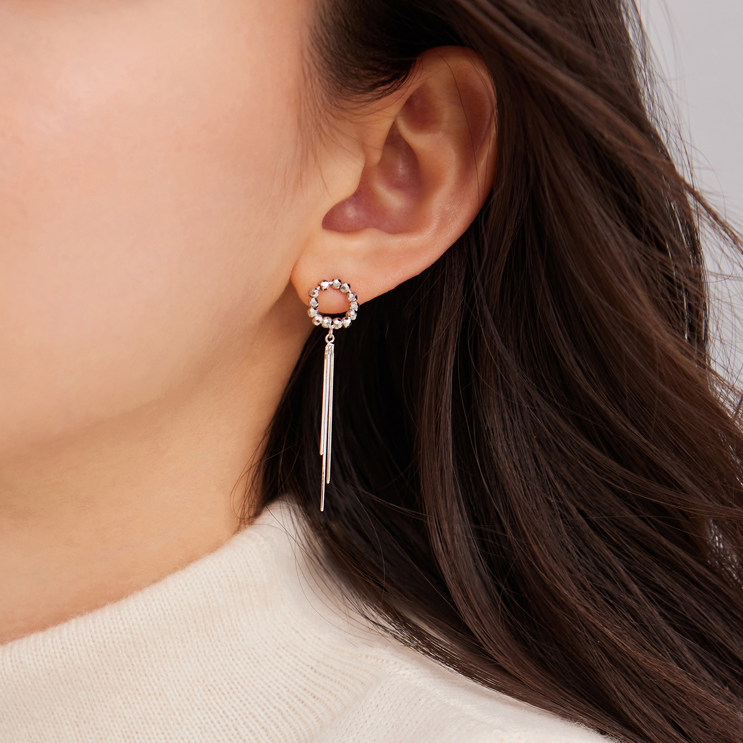 六福珠宝铂金耳钉铂950女白金耳饰耳环流苏款计价L19TBPE0009