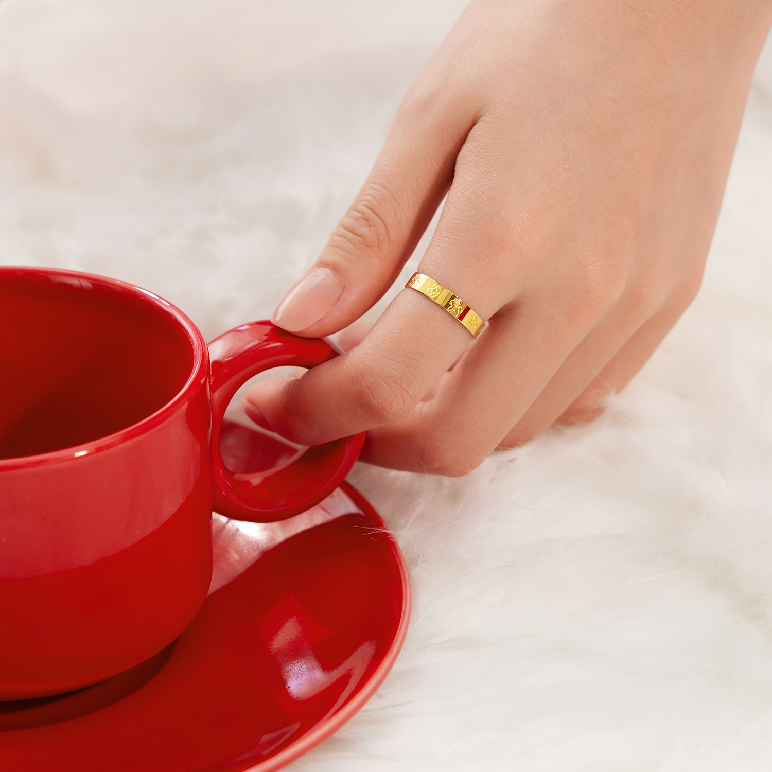 【店庆特惠】六福珠宝马上暴富黄金戒指女款生肖马首饰铜钱纹计价G16G0057DS