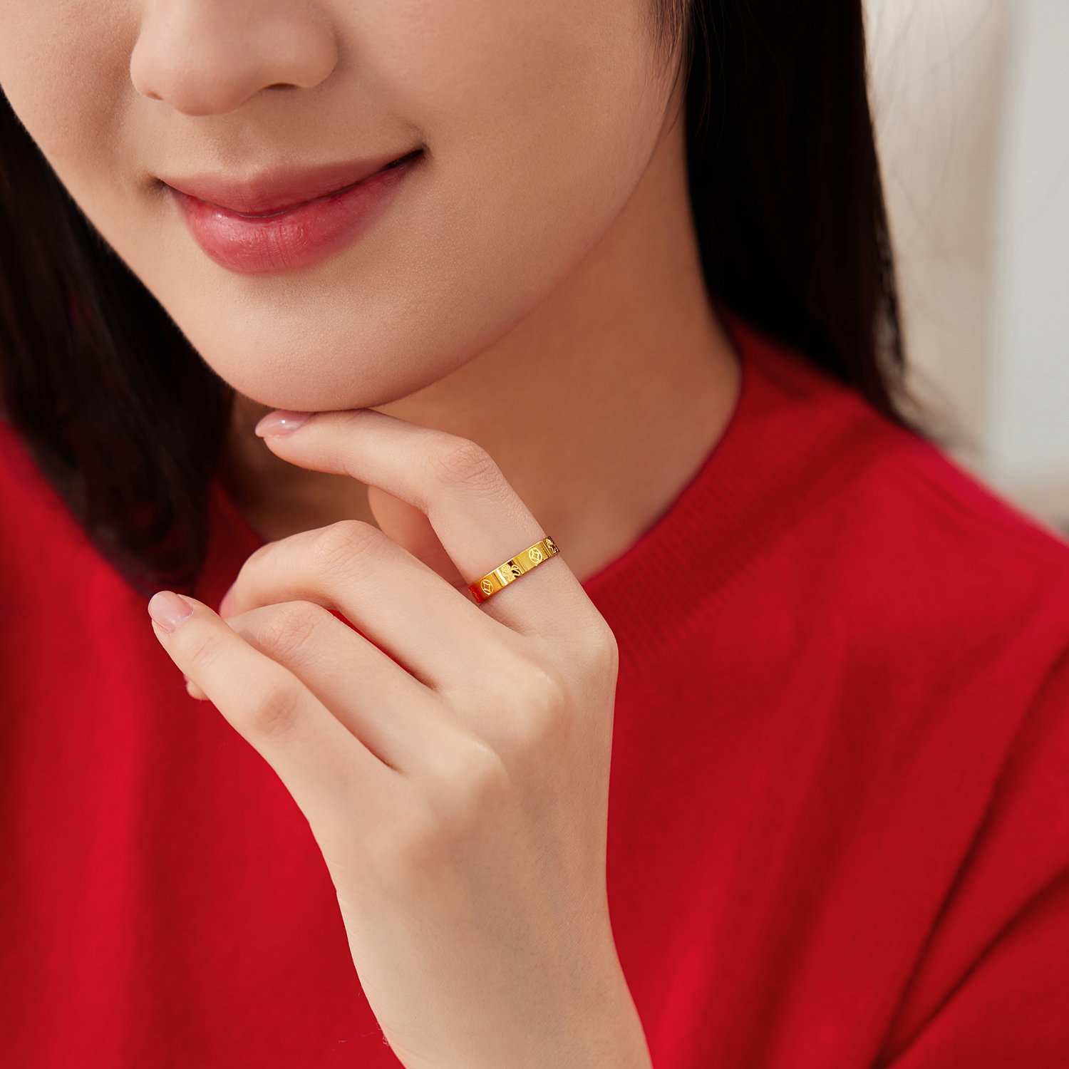 【店庆特惠】六福珠宝马上暴富黄金戒指女款生肖马首饰铜钱纹计价G16G0057DS