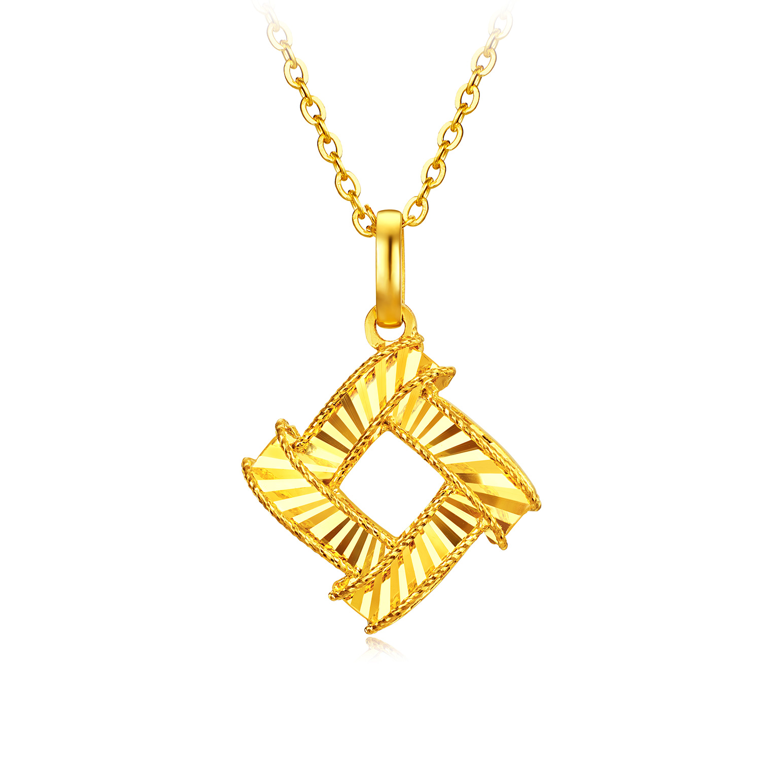 六福珠宝光影金炫动时空黄金吊坠女5G炫彩足金挂坠计价GJG0221DS