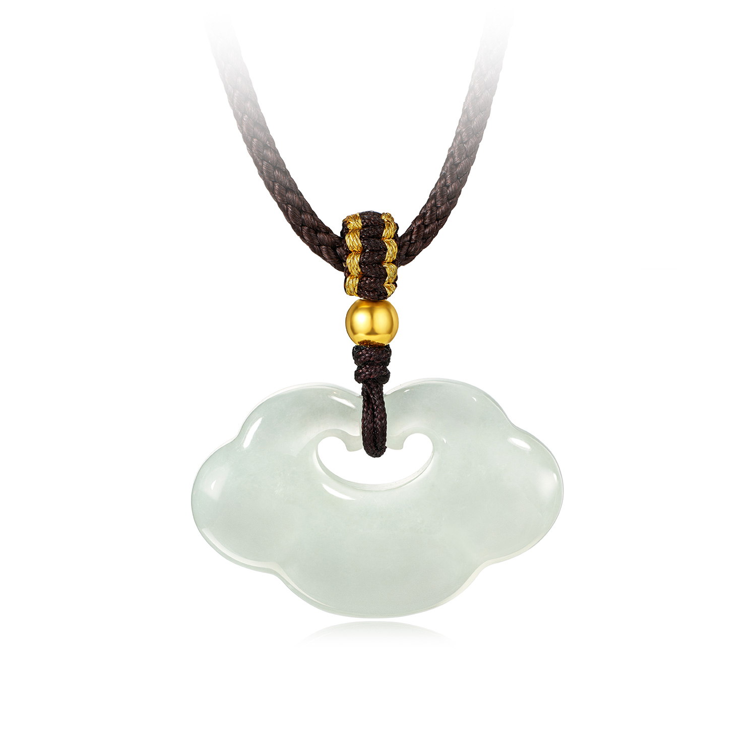 【3日上新】六福珠宝祥云如意翡翠金珠吊坠配项绳女款L29J0002DS新品321