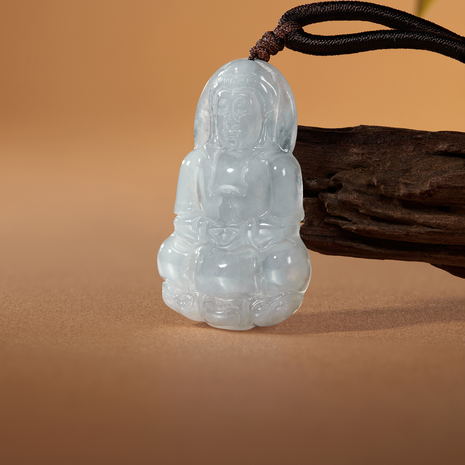 六福珠宝翡翠吊坠送长辈玉挂坠配绳坠子不含链WLP012B