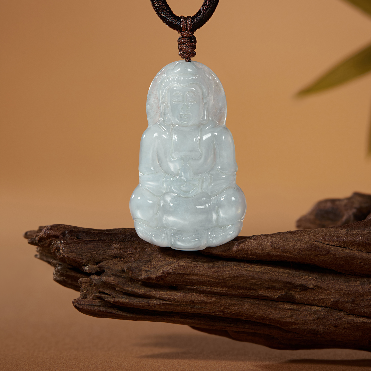 六福珠宝翡翠吊坠送长辈玉挂坠配绳坠子不含链WLP012B