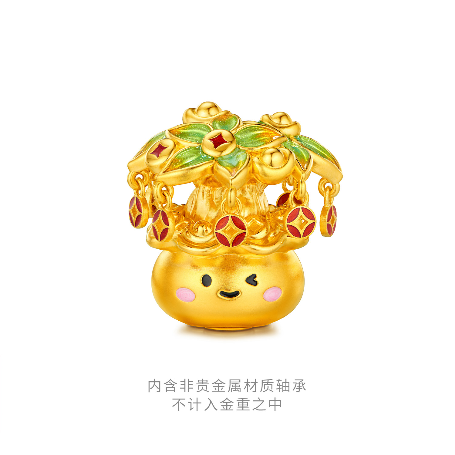 六福珠宝富贵树黄金摆件鎏彩5D硬金工艺品金饰礼物计价G46G0003DS【视频看货】