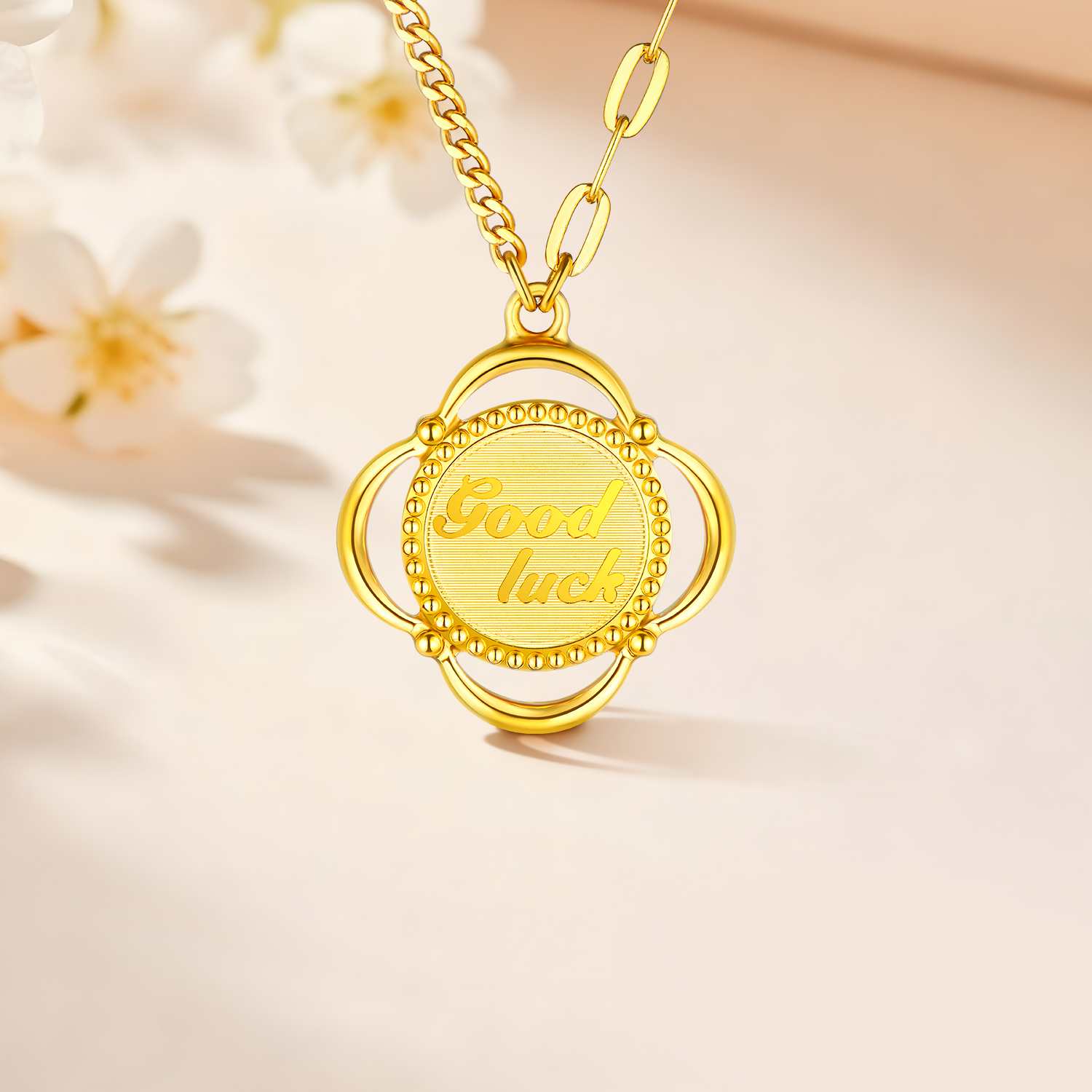 六福珠宝四叶草5G黄金项链女光影金AB版足金套链计价GDGTBN0028【联系客服补货】