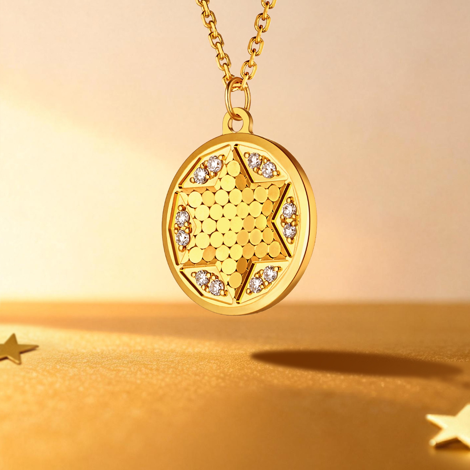 六福珠宝Goldstyle•X星之守护黄金项链镶钻石女足金定价001099NA【联系客服补货】