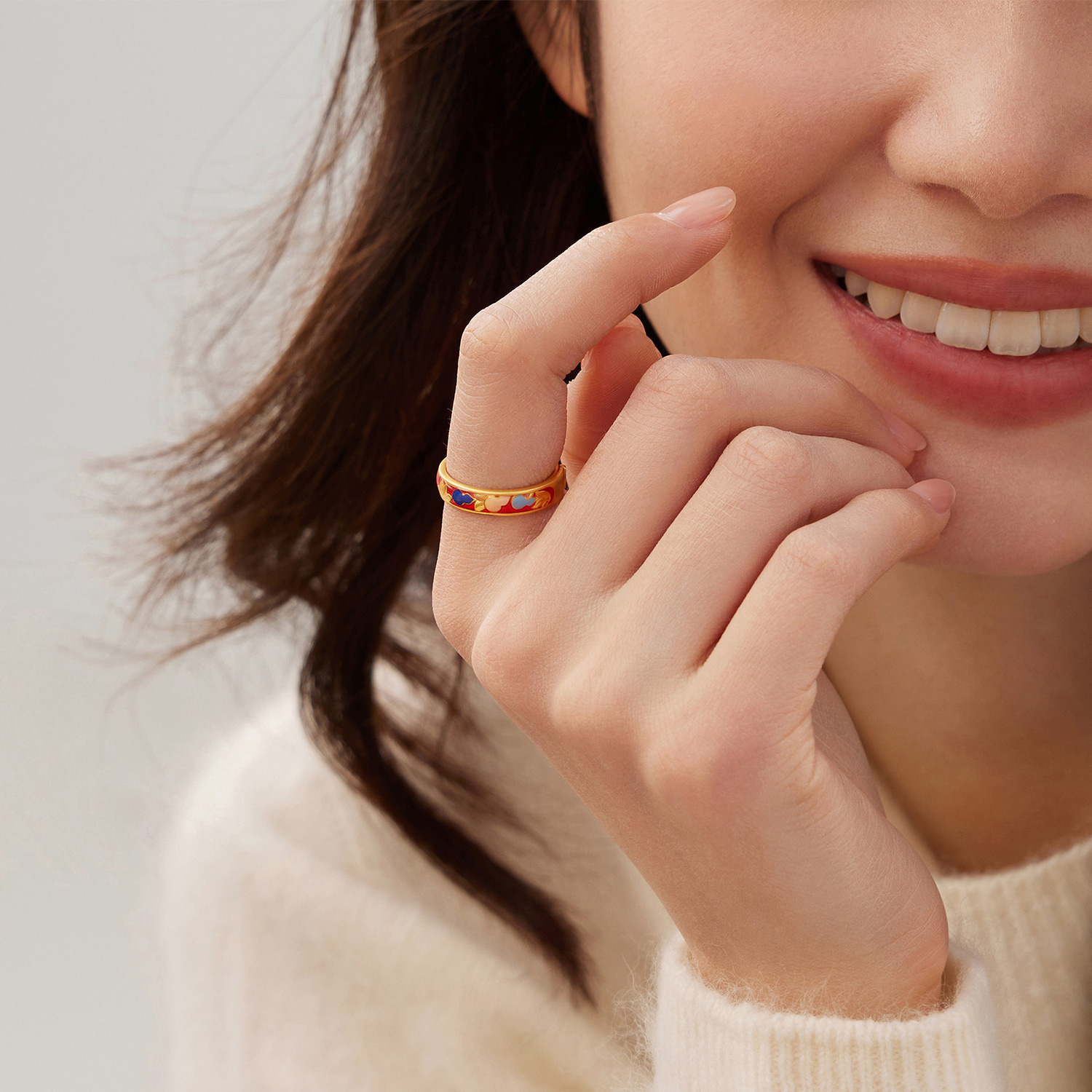 六福珠宝福禄葫芦黄金戒指男女款实心情侣对戒足金计价F63G0120DS