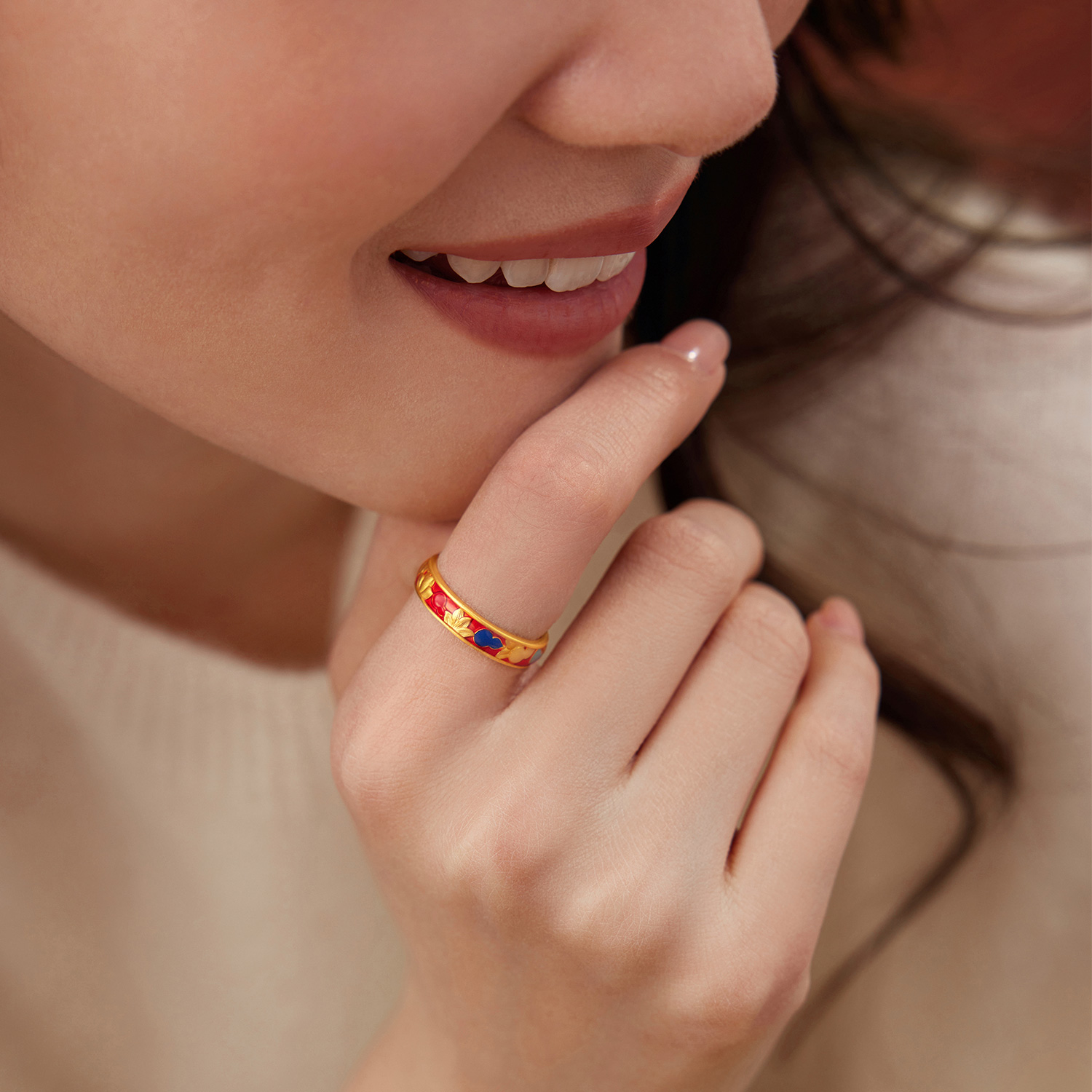 六福珠宝福禄葫芦黄金戒指男女款实心情侣对戒足金计价F63G0120DS