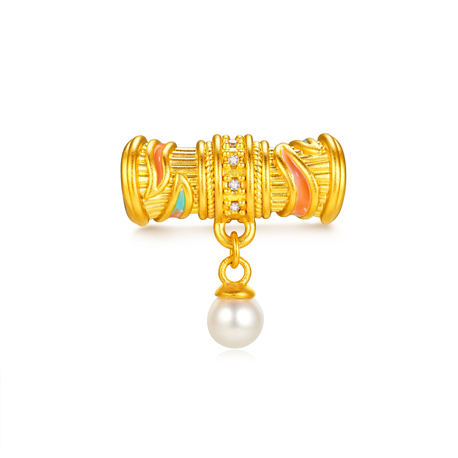 【23日上新】六福珠宝洛神水赋联名洛洛通黄金鎏彩珍珠钻石转运珠女款037508PA