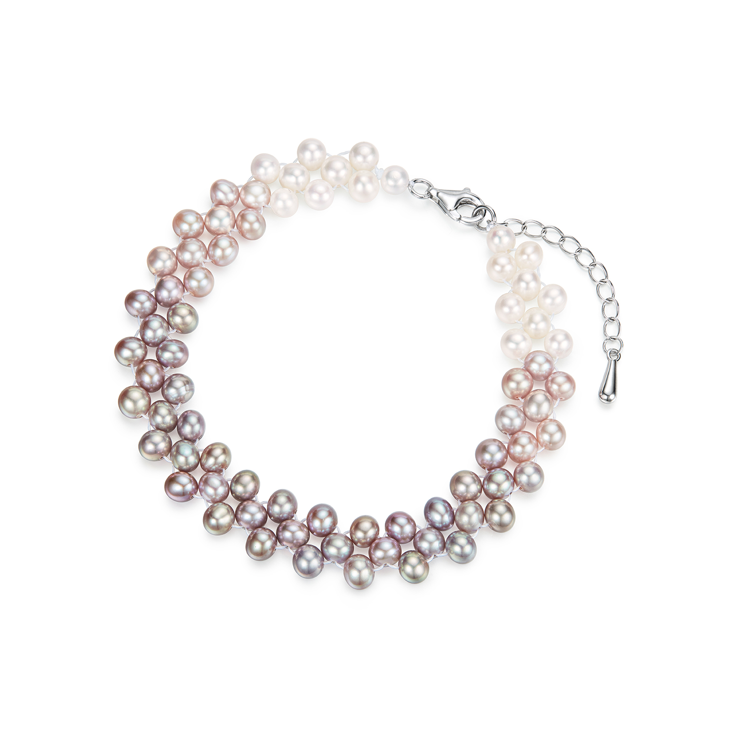 【31日上新】六福珠宝渐变色珍珠编织手链Ag925银女款F87J0005DS