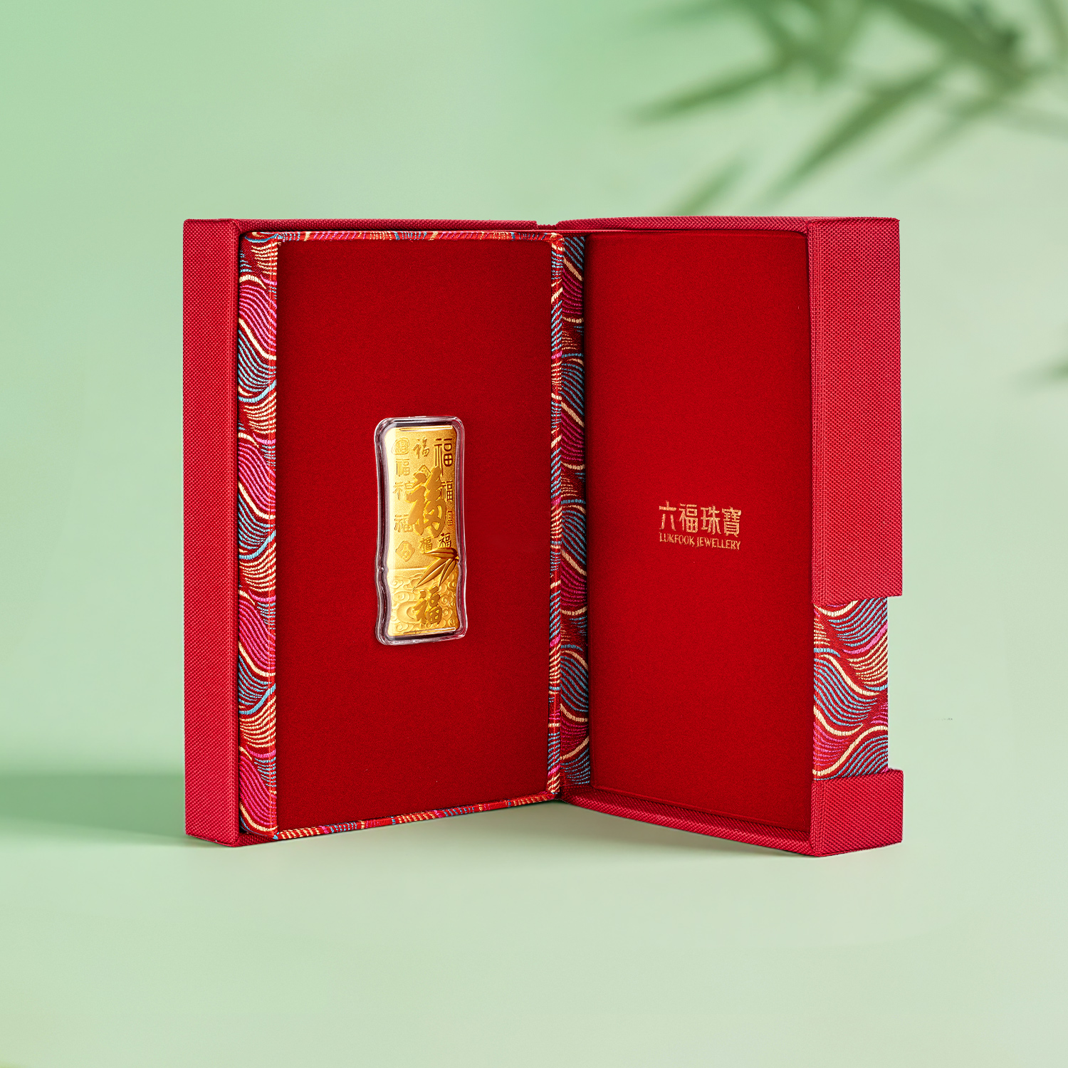 六福珠宝百福齐臻黄金添富金条20g50g金摆件投资计价010893GA-50