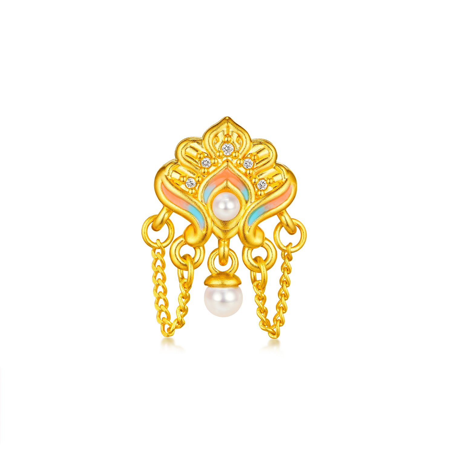 【23日上新】六福珠宝洛神水赋联名洛洛通黄金鎏彩钻石吊坠转运珠女款037502PA