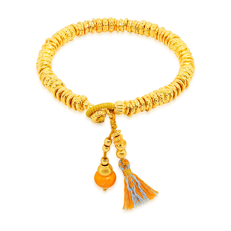 【天天爱上新-预售定金多退少补】六福珠宝橙意福禄足金手链计价036737BA