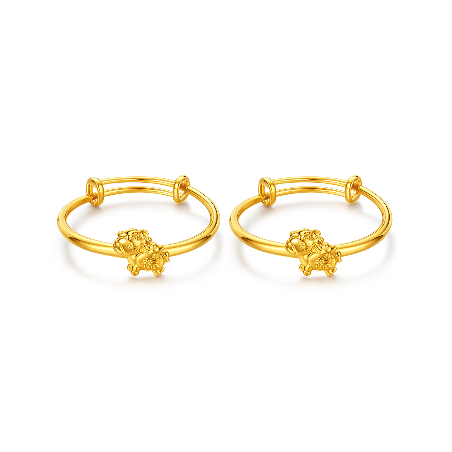 【13日上新】六福珠宝代代有福小马黄金手镯一对宝宝款可调节计价L11G0004DS新品321【视频看货】