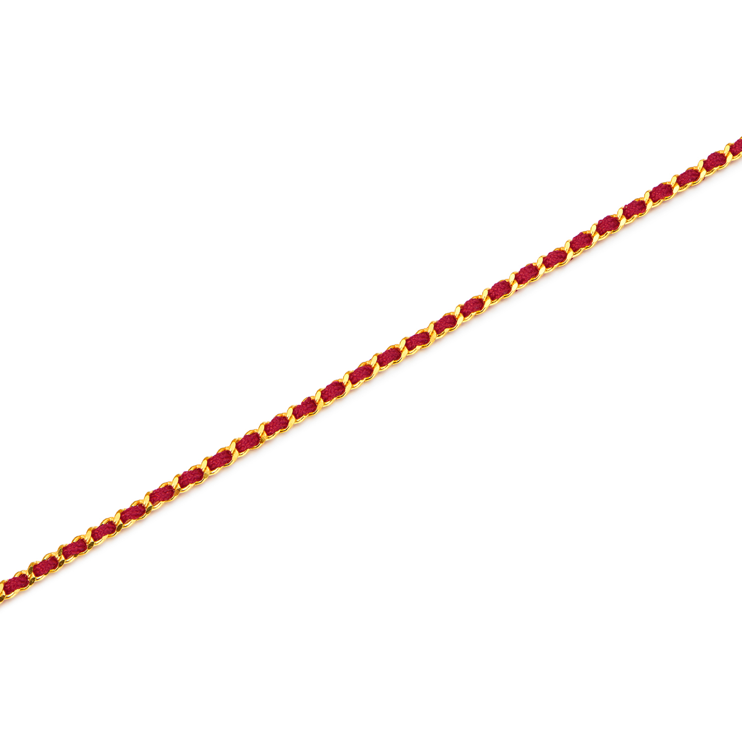 【店庆特惠】六福珠宝光影金红绳黄金手链女款DIY转运珠手绳配件计价GJG0212DS