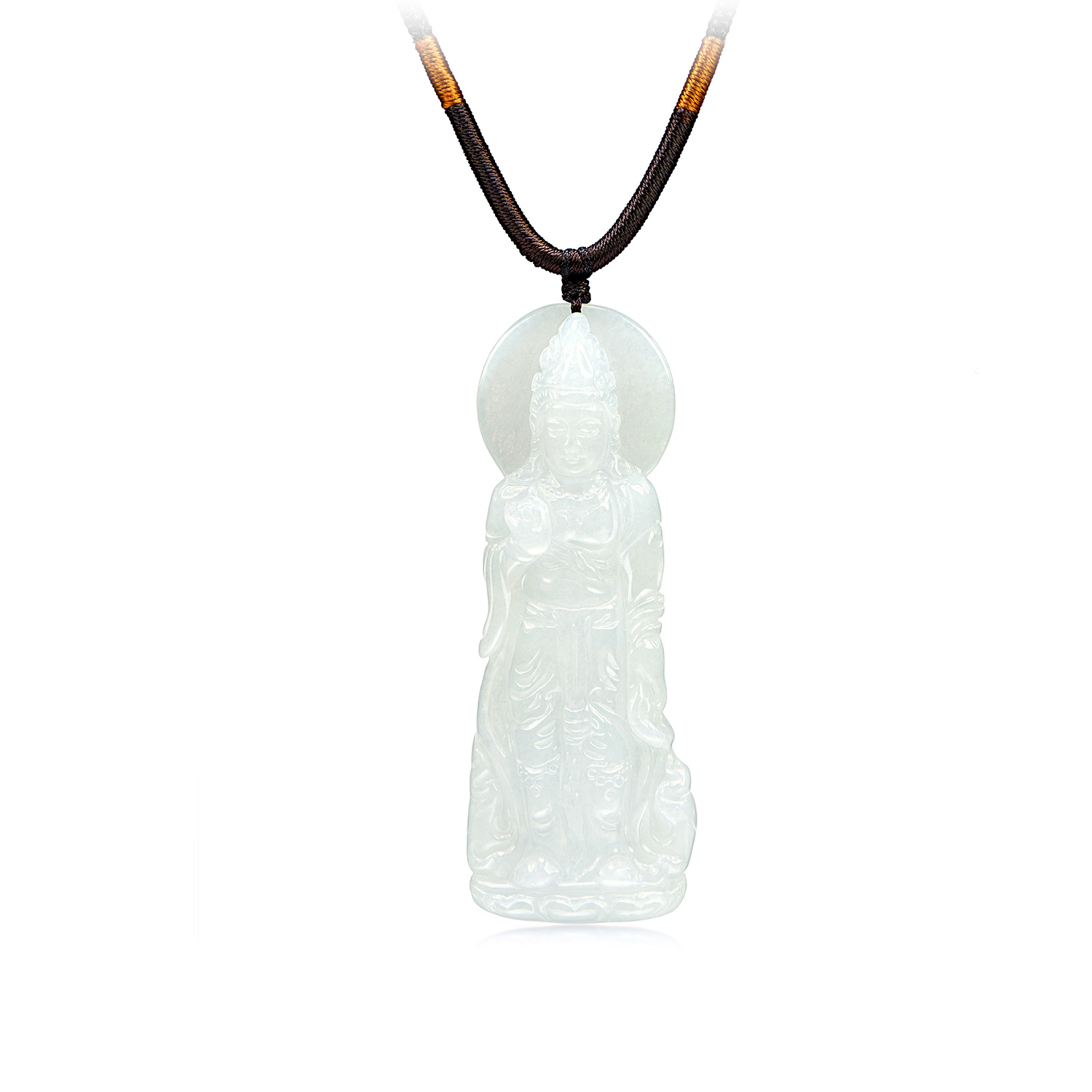 【23日上新】六福珠宝翡翠观音吊坠配绳挂坠男女款GYP0002新品324