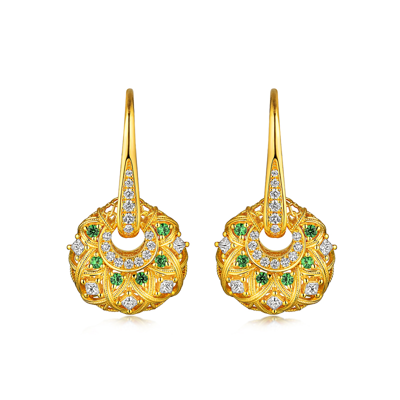 【3日上新】六福珠宝唐宫夜宴联名唐彩菱黄金钻石珍珠石榴石项链女款035184NB