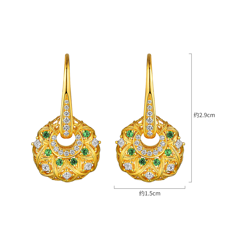 【3日上新】六福珠宝唐宫夜宴联名唐彩菱黄金钻石珍珠石榴石项链女款035184NB