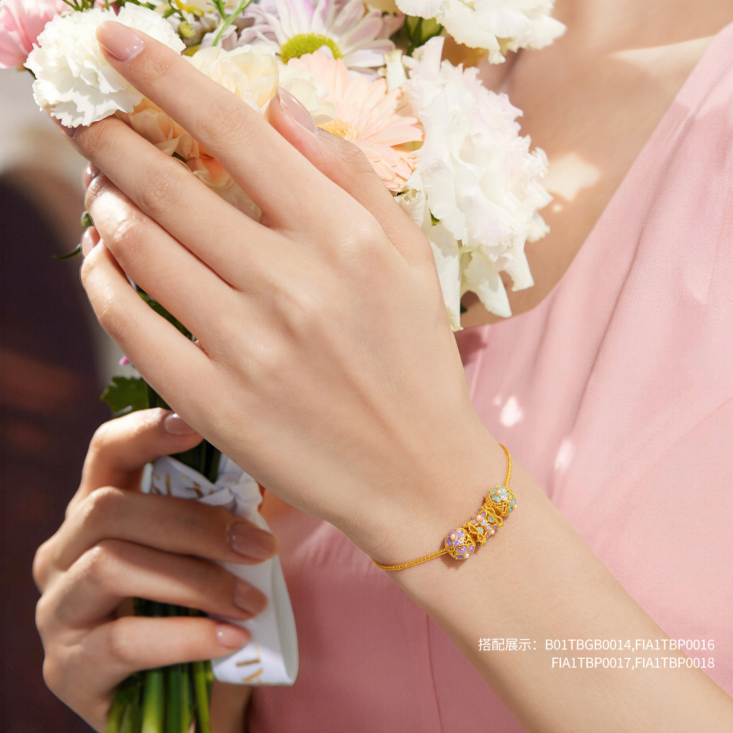 【店庆特惠】六福珠宝黄金手链百搭肖邦链女细款素链足金手链计价B01TBGB0014