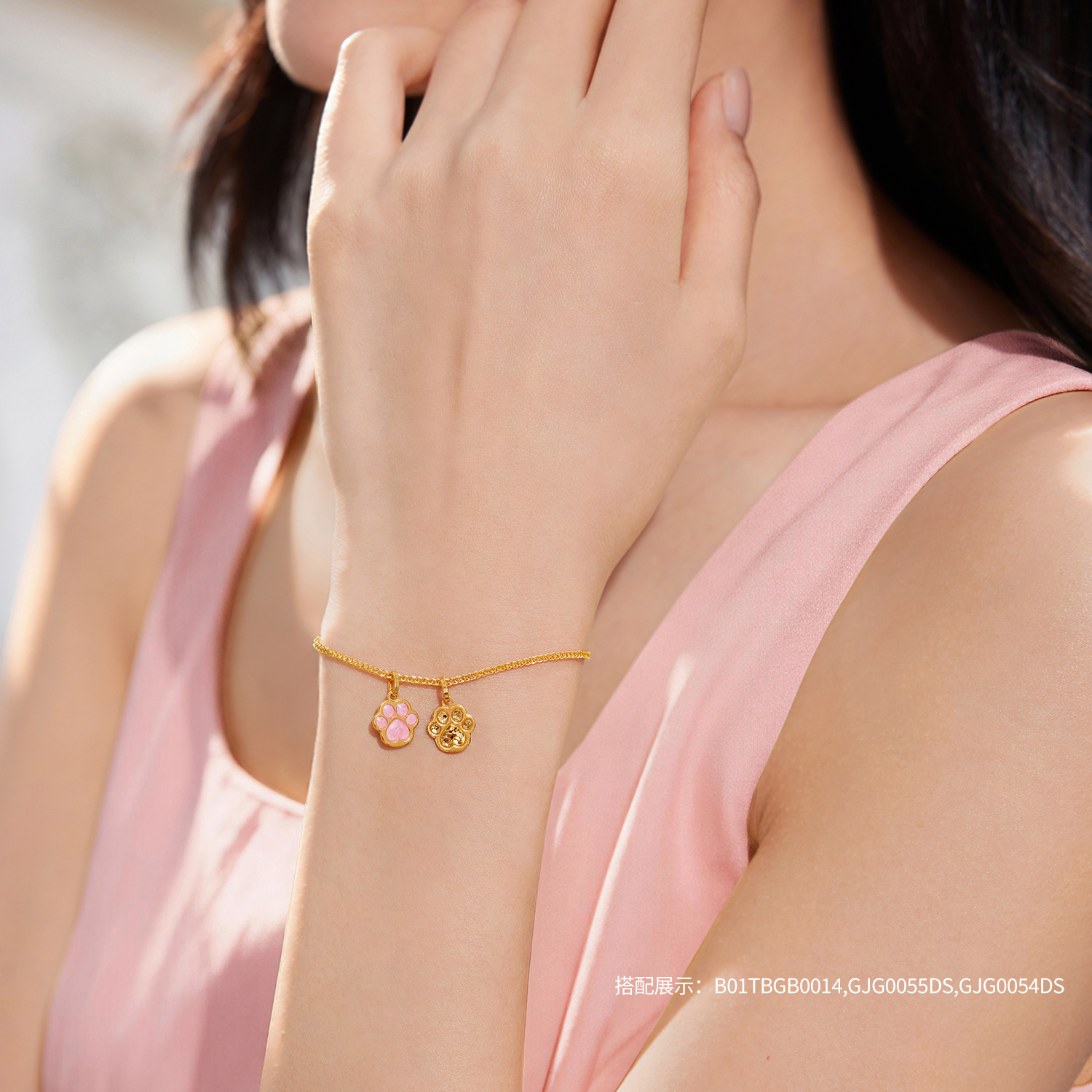 【店庆特惠】六福珠宝黄金手链百搭肖邦链女细款素链足金手链计价B01TBGB0014