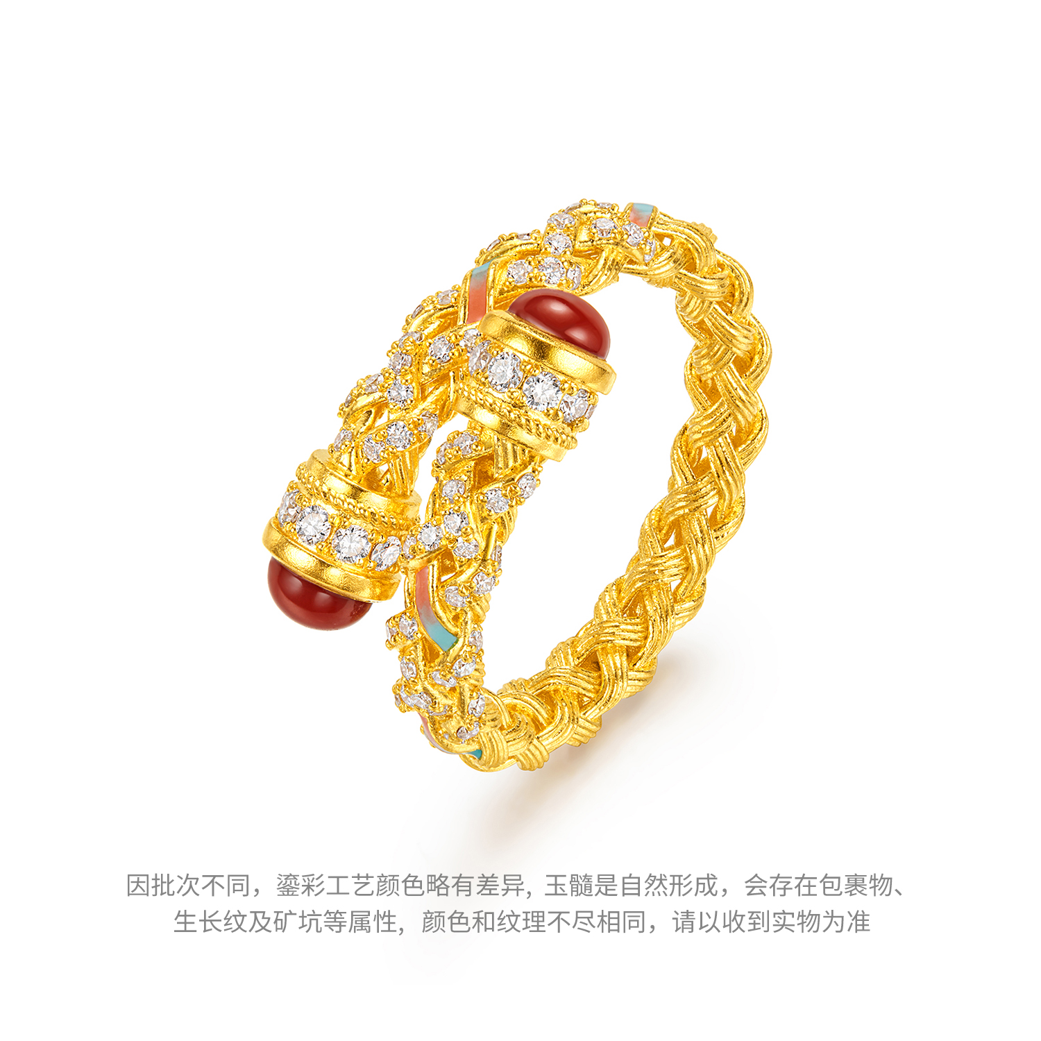 六福珠宝洛神水赋联名洛惊鸿黄金戒指镶钻石编织首饰玉髓036562RA新品416