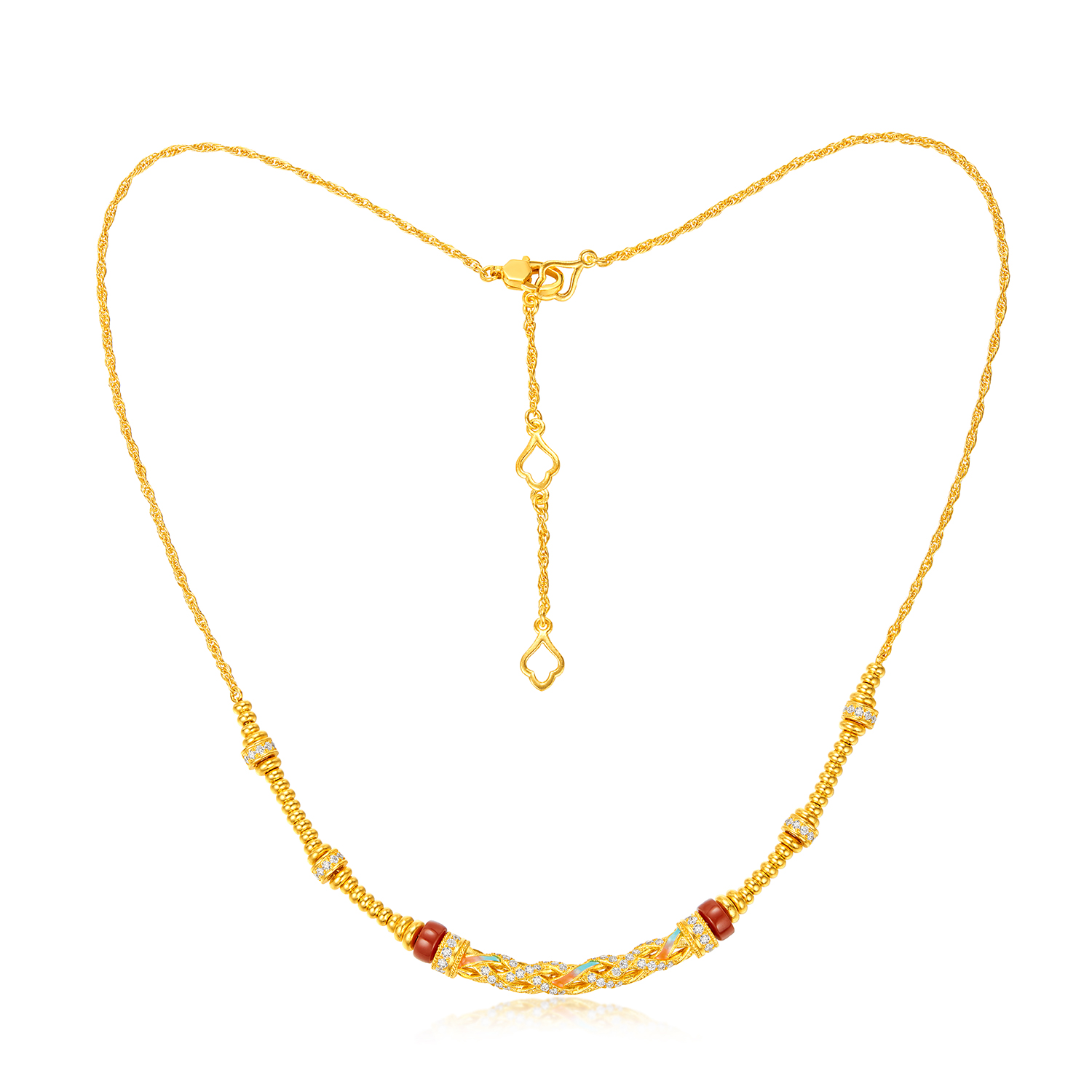 六福珠宝洛神水赋联名洛惊鸿黄金项链女钻石弯管颈链玉髓036562NA新品416