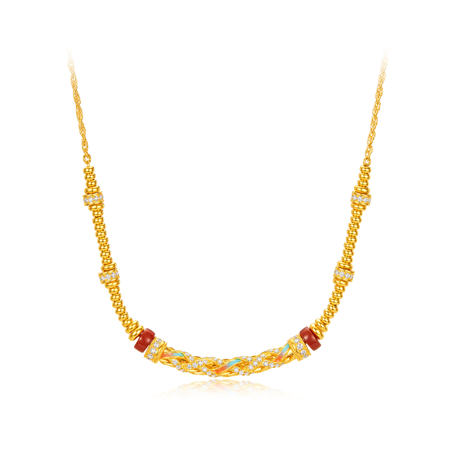 六福珠宝洛神水赋联名洛惊鸿黄金项链女钻石弯管颈链玉髓036562NA新品416