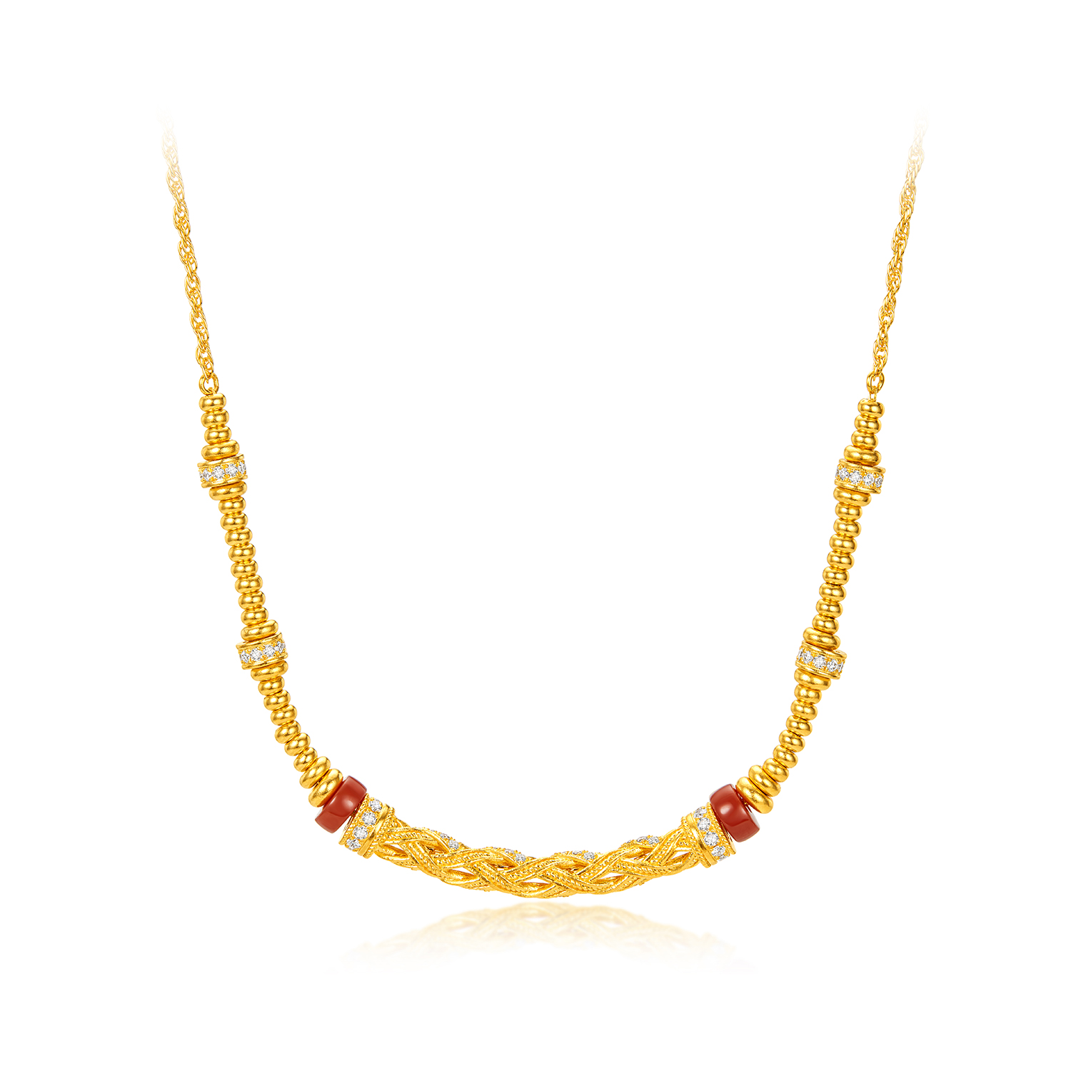 六福珠宝洛神水赋联名洛惊鸿黄金项链女钻石弯管颈链玉髓036562NA新品416