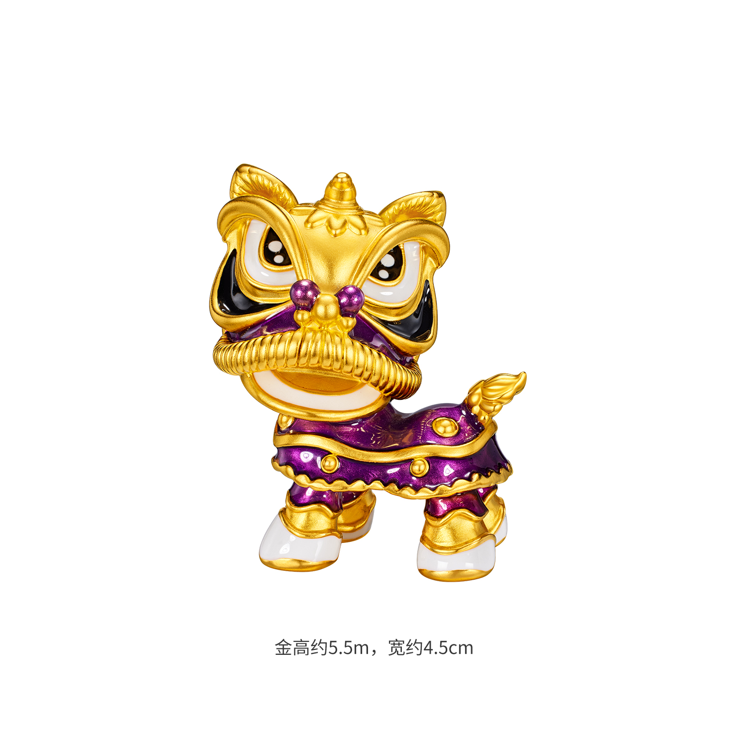 六福珠宝祈福雄狮实体黄金摆件鎏彩工艺醒狮收藏送礼定价DH0124A【联系客服补货】【视频看货】