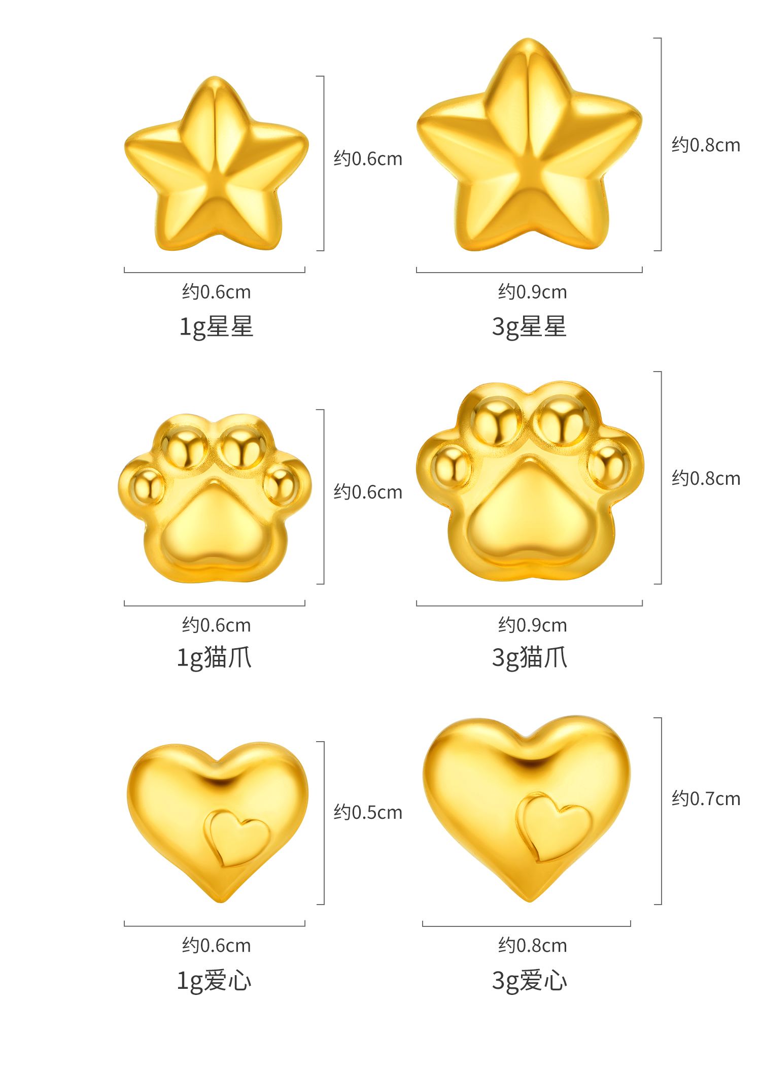 【15日上新】六福珠宝萌趣童心黄金添富金豆子1g3g爱心金粒投资计价038990JA新520礼物