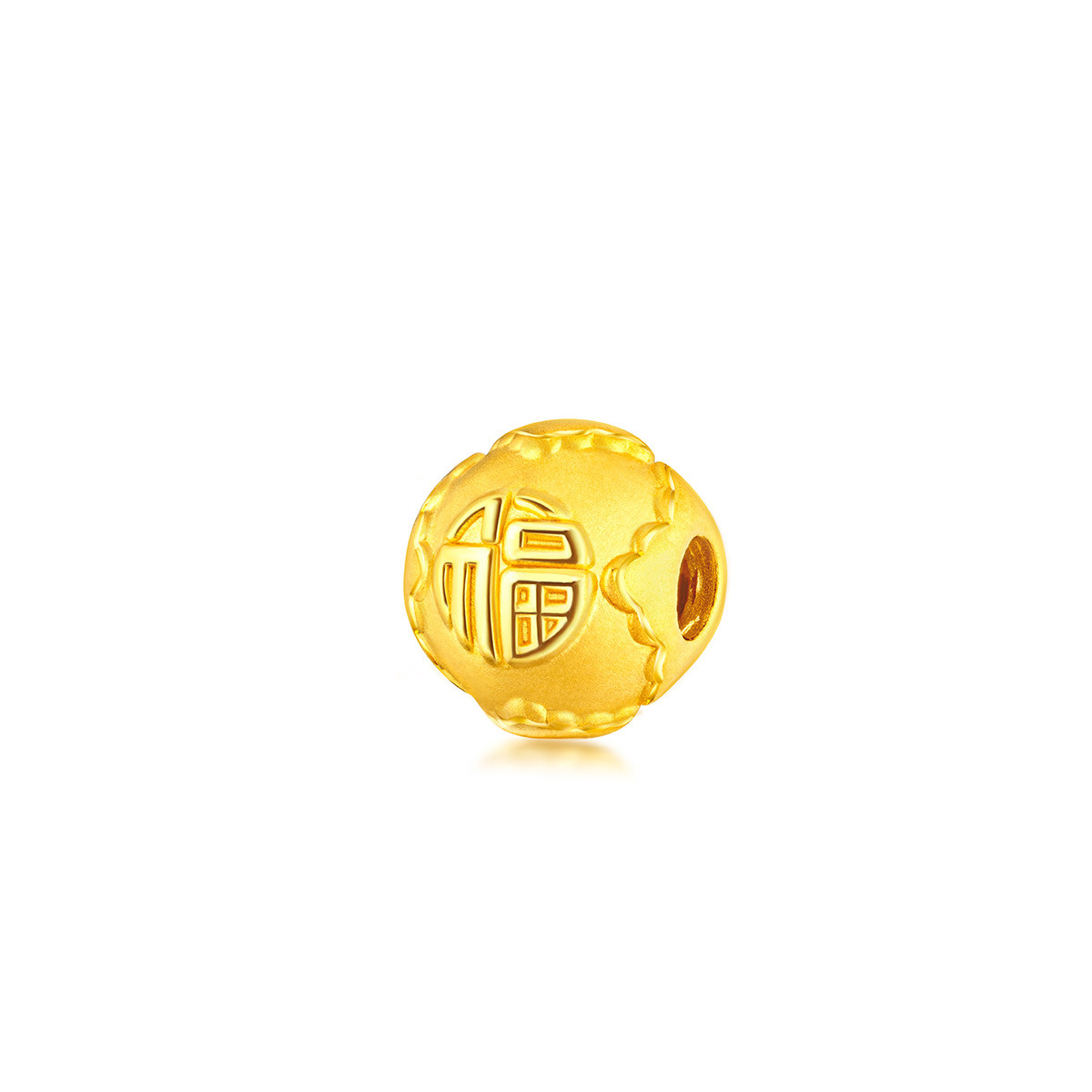 六福珠宝黄金转运珠福字串珠足金吊坠无链001955PA