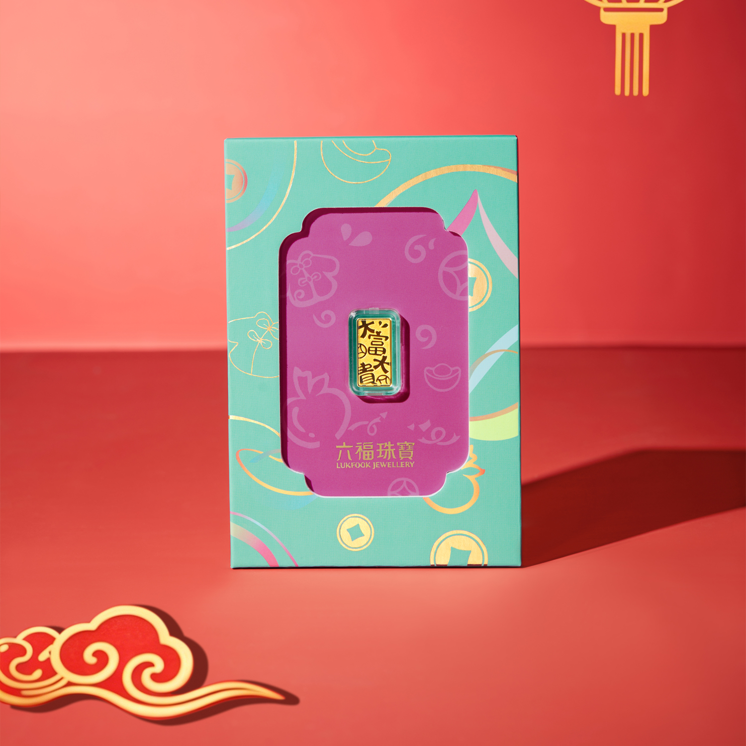 六福珠宝吉言金摆件黄金添富金条1g生日礼物宝宝计价033371GA-1【不支持退货】