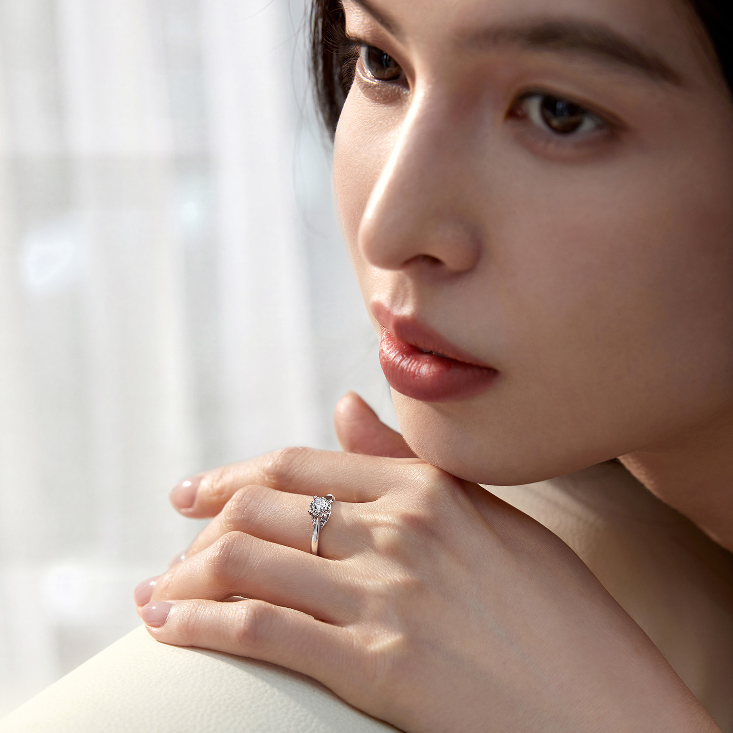 六福珠宝结婚对戒光影密语18K天然钻石戒指1314女款WD31797A【联系客服补货】【视频看货】