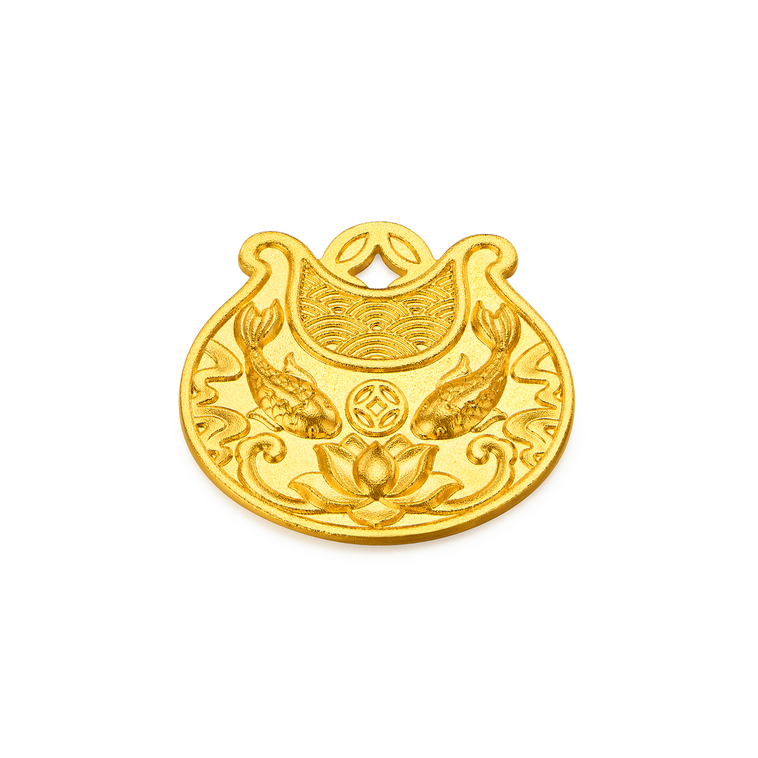 六福珠宝双鲤戏莲黄金添富金条5g10g莲花锦鲤金锁计价039976OA-10【不支持退货】