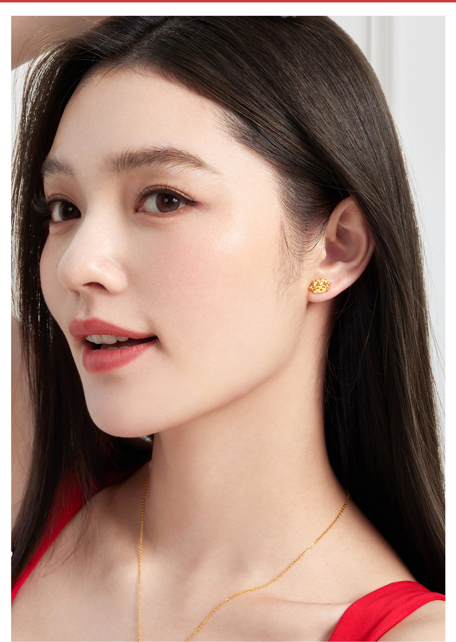 六福珠宝光影金喜气羊羊黄金耳环羊年生肖碎碎冰女计价GJG0296DS喜1