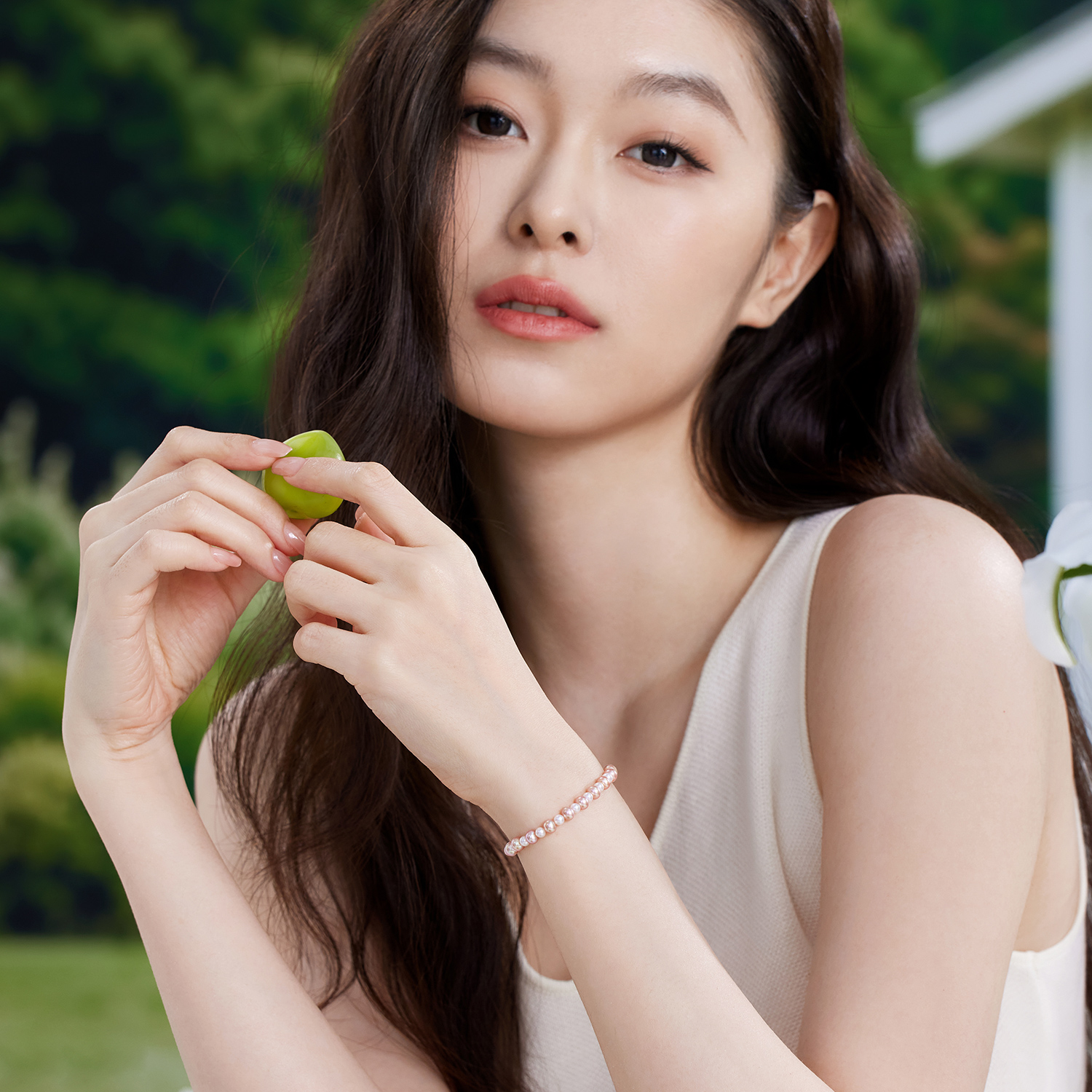 六福珠宝凝彩珍珠手串撞色淡水珍珠手链女款F64J0008DS新品827